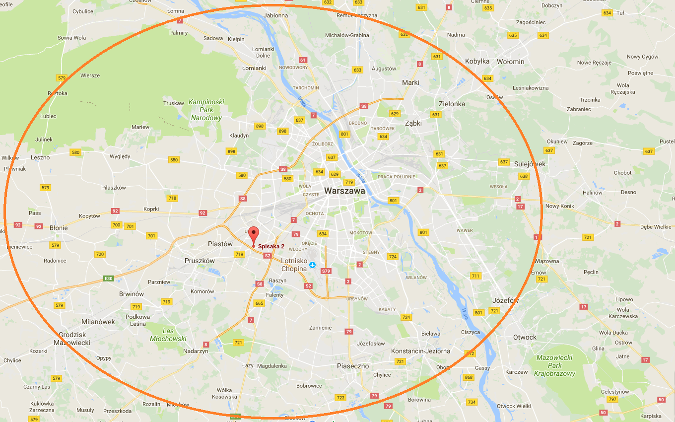 mapa - montaż bram Warszawa